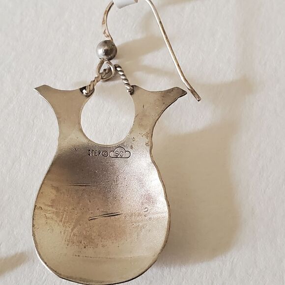 NAVAJO 925 Sterling Silver - Vintage Vase Etched Detail Drop Earrings - Picture 3 of 6